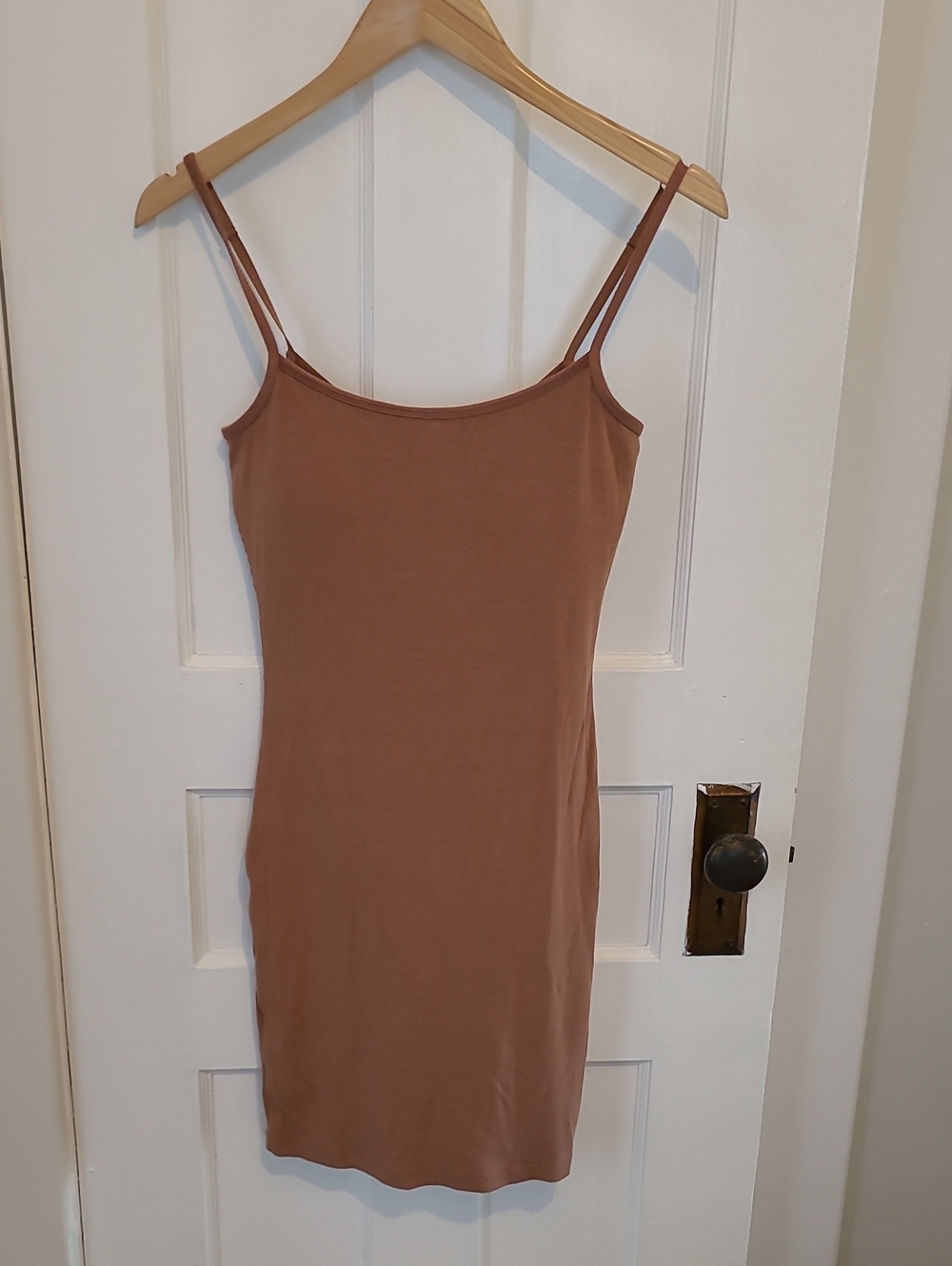 Popilush Shapewear Brown Tan Spaghetti-Strap Mini Dress